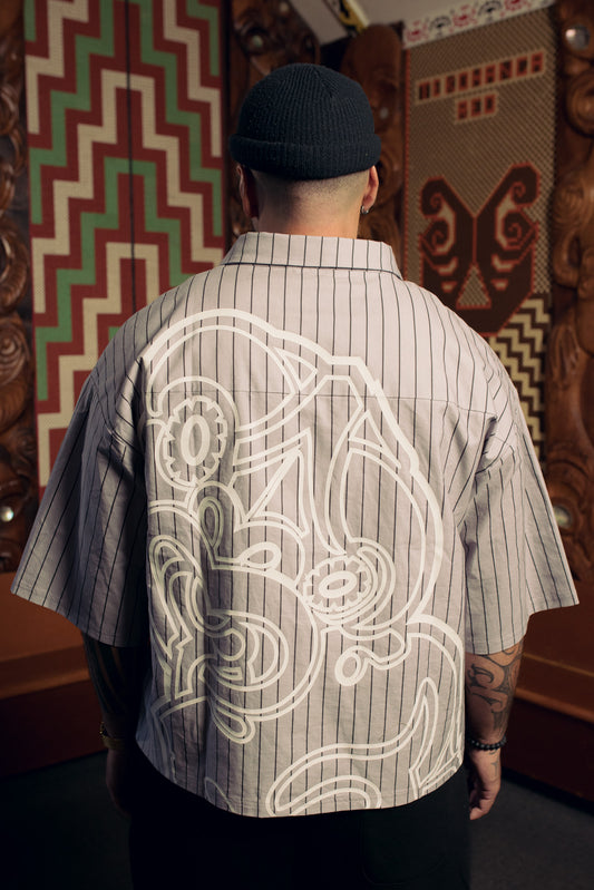 Grey Tiki Button-Up