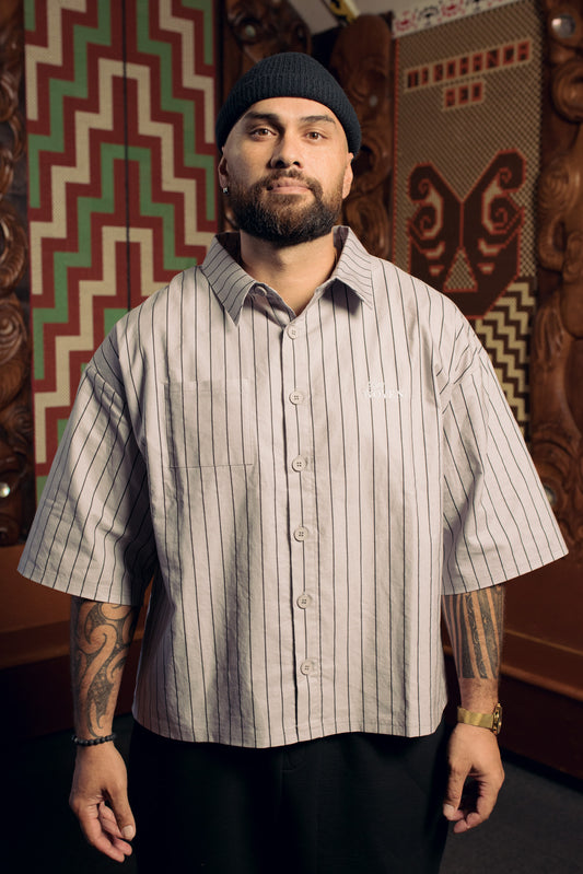 Grey Tiki Button-Up