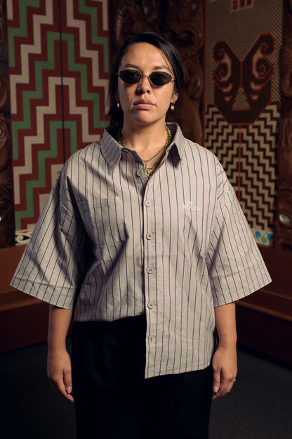 Grey Tiki Button-Up