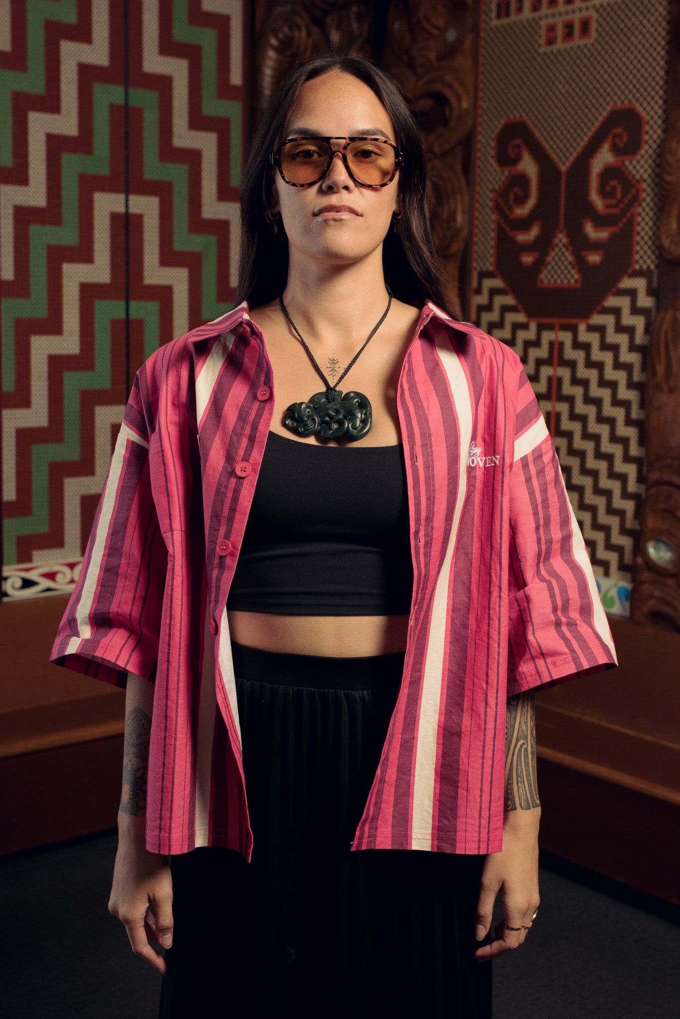 Pink Tiki Button-Up